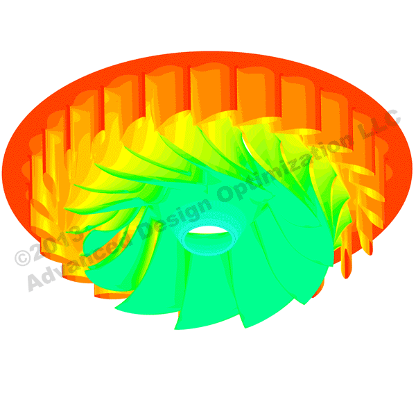 CFD results for optimized hydro-turbine w splitter blades