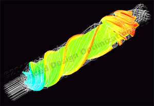 Transient CFD pressure and pathlines for axial-flow blood pump with pulsatile flow